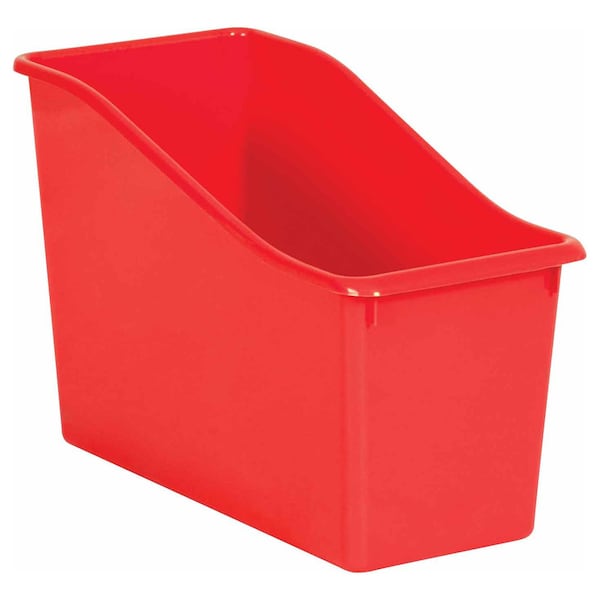 Book Storage Bin, Plastic, Red, 6 PK